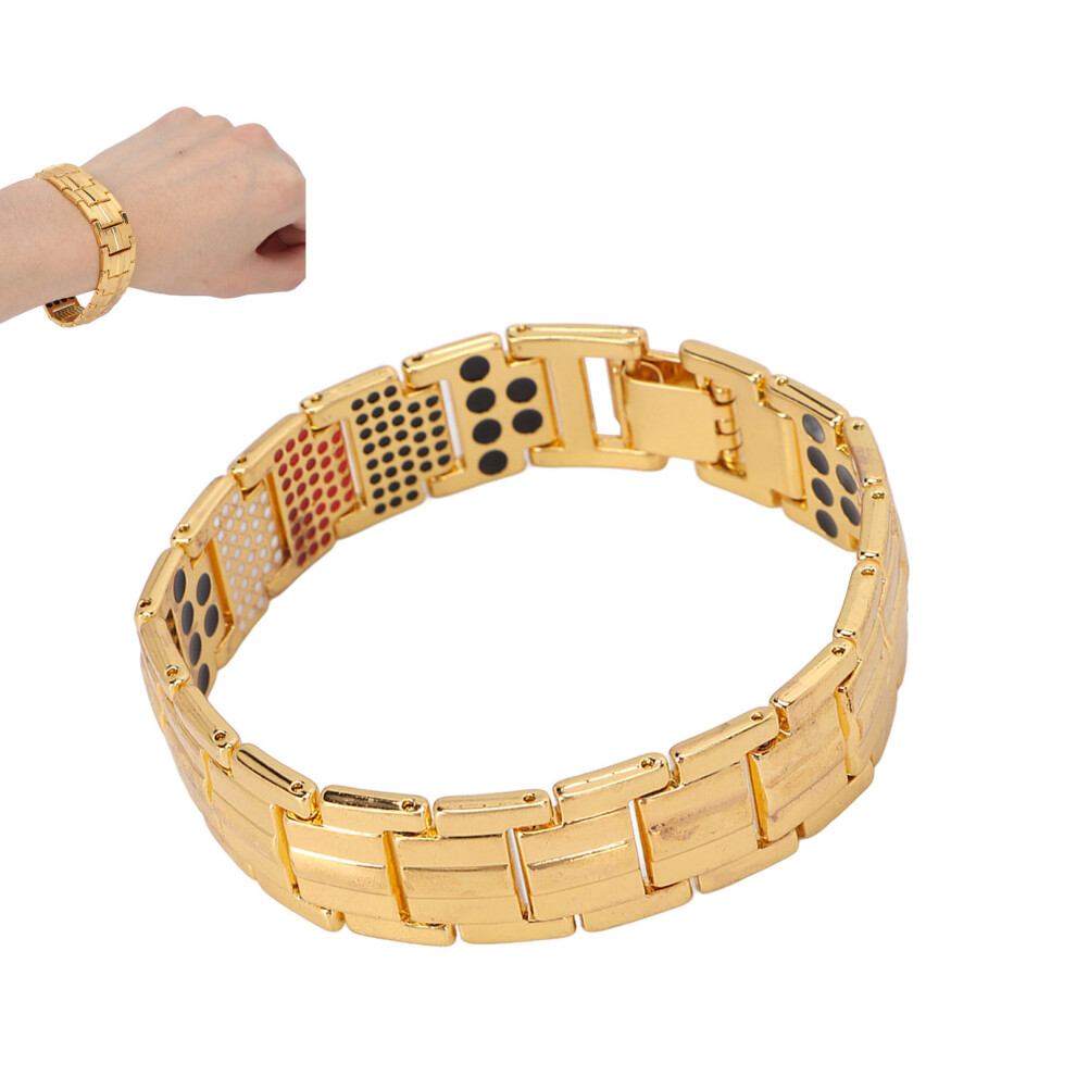Gold Titanium Magnet Bracelet Adjustable for Sleep & Weight Control