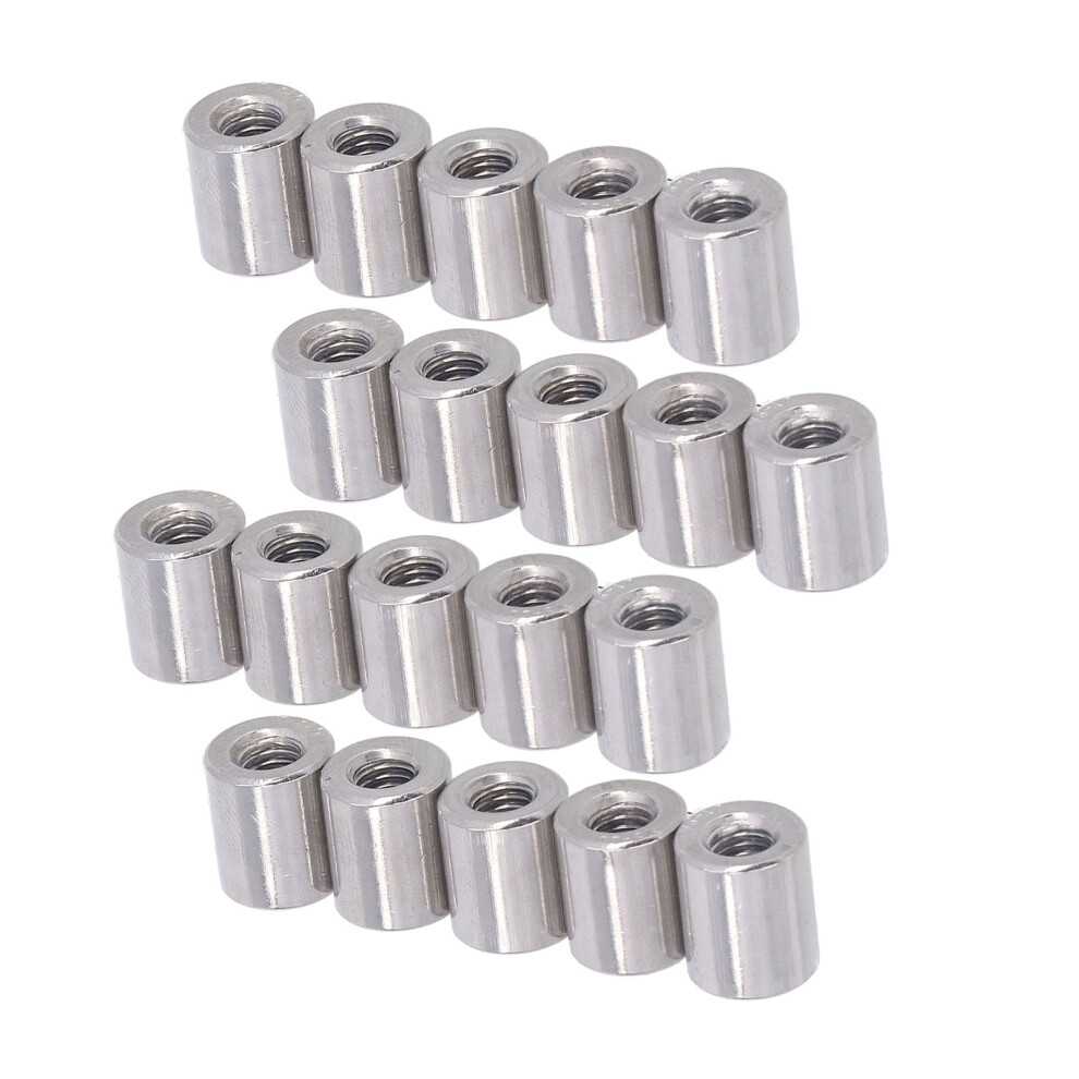 20Pcs M6 Stainless Steel Female Thread Circular Coupling Nuts Connectors 4661380760340
