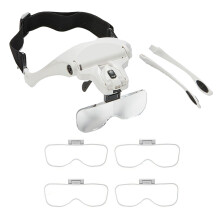 Stirnbandlupe mit 5 Linsen, Doppel-LED-Licht,