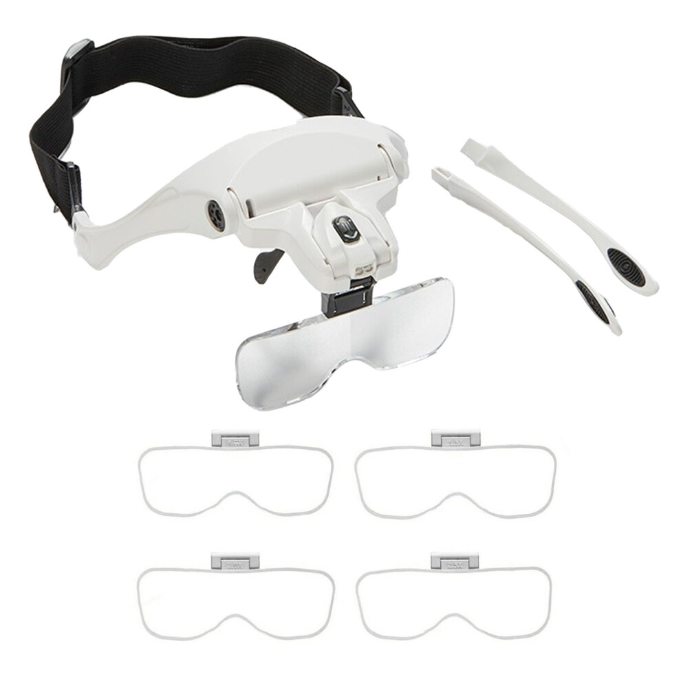 Stirnbandlupe mit 5 Linsen, Doppel-LED-Licht,