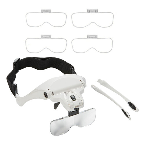 Stirnbandlupe mit 5 Linsen, Doppel-LED-Licht, 1