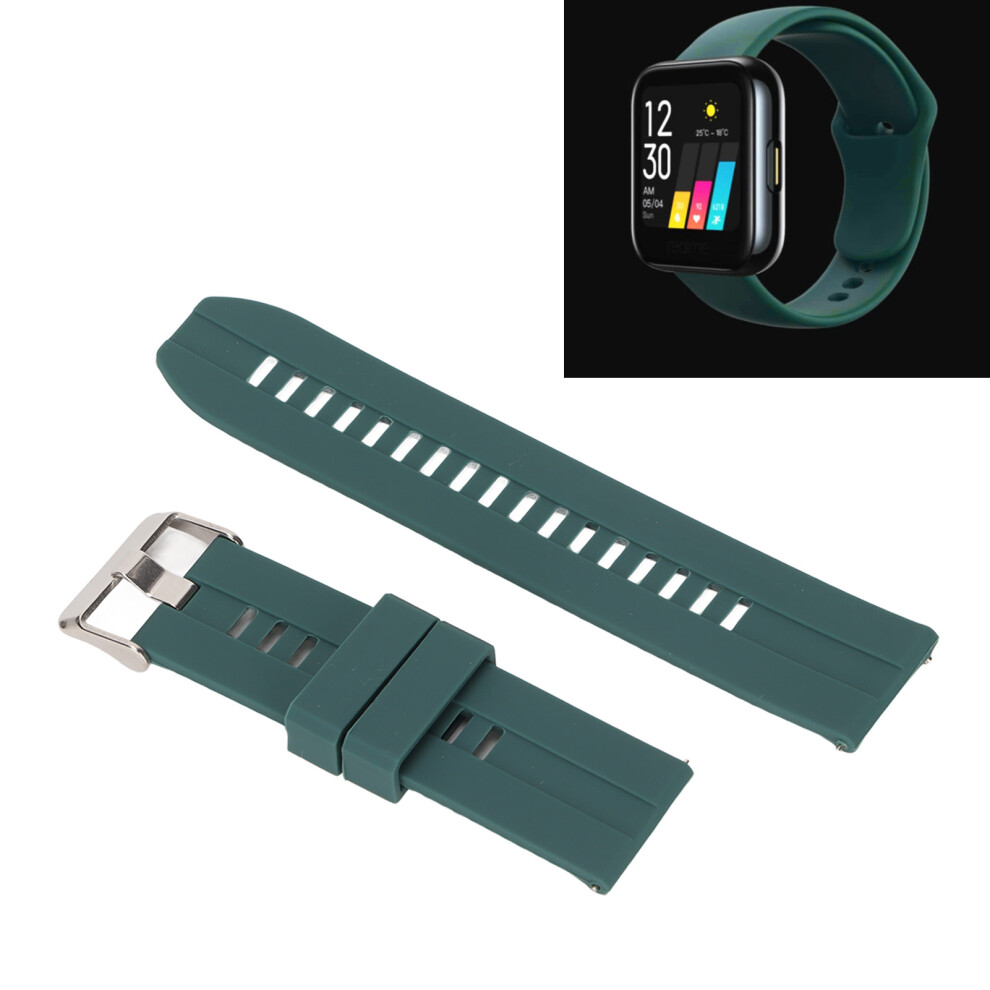 22Mm Dark Silicone Watch Band Strap Universal Fit For Realme Watch 2 Green 6901376298531