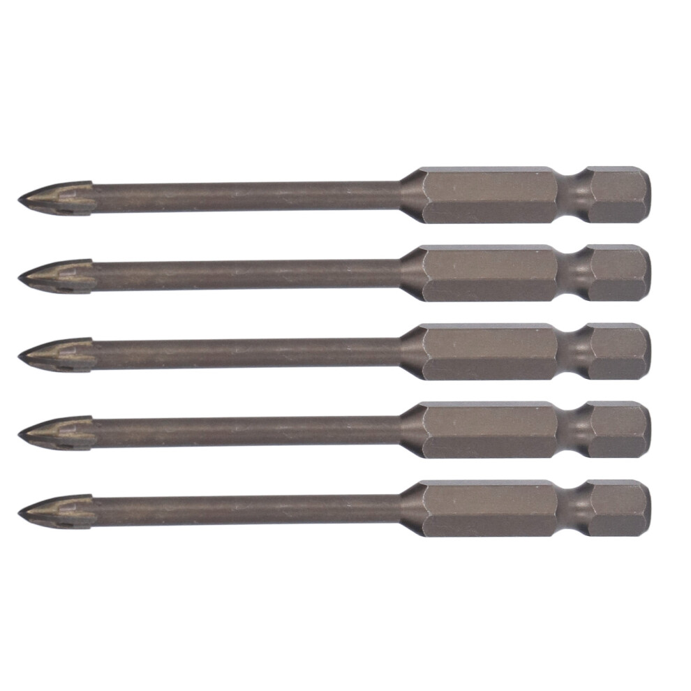 5Pcs 4Mm Cross Drill Bits 1/4In Hex Shank Glass Concrete Tile Hard Alloy 9421376301392