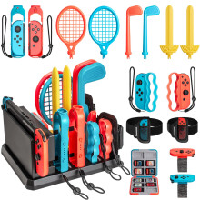 Switch Sports Accessories Bundle, 16-in-1 Switch Accessories Kit with Organizer Station for Nintendo Switch OLED Sports Games, Enhance Your Gaming