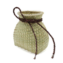 Cesta decorativa de vime natural trançada à mão para decoração de casa, estilo rústico, com formato de cesta de pesca e vaso de mesa para