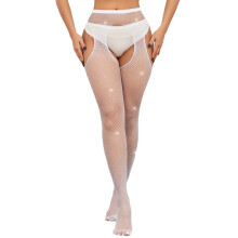 Glitterende netkousen voor dames, dijhoge netkousen met strasssteentjes, sexy elastische netkousen voor dames