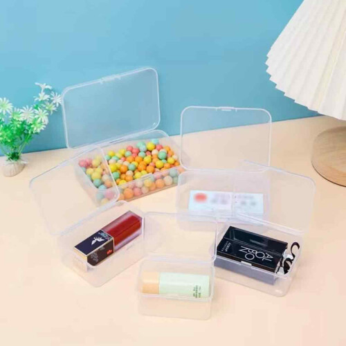 Clear Plastic Box with Lid for Small Item Storage, Stackable Storage Boxes Reusable Hinged Lid Transparent Container for Craft Jewelry Making 2