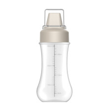 Praktische Dosierflasche für Würzmittel, Saucenbehälter mit Messskala und auslaufsicherem Verschluss, transparentes Design, Küchen-Quetschflasche
