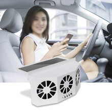 Air Circulation Promotion Solar Exhaust Fan, Car Solar Cooler with Large Wide Angle Design, Portable Solar Powered Fan for All Kinds of Cars, White