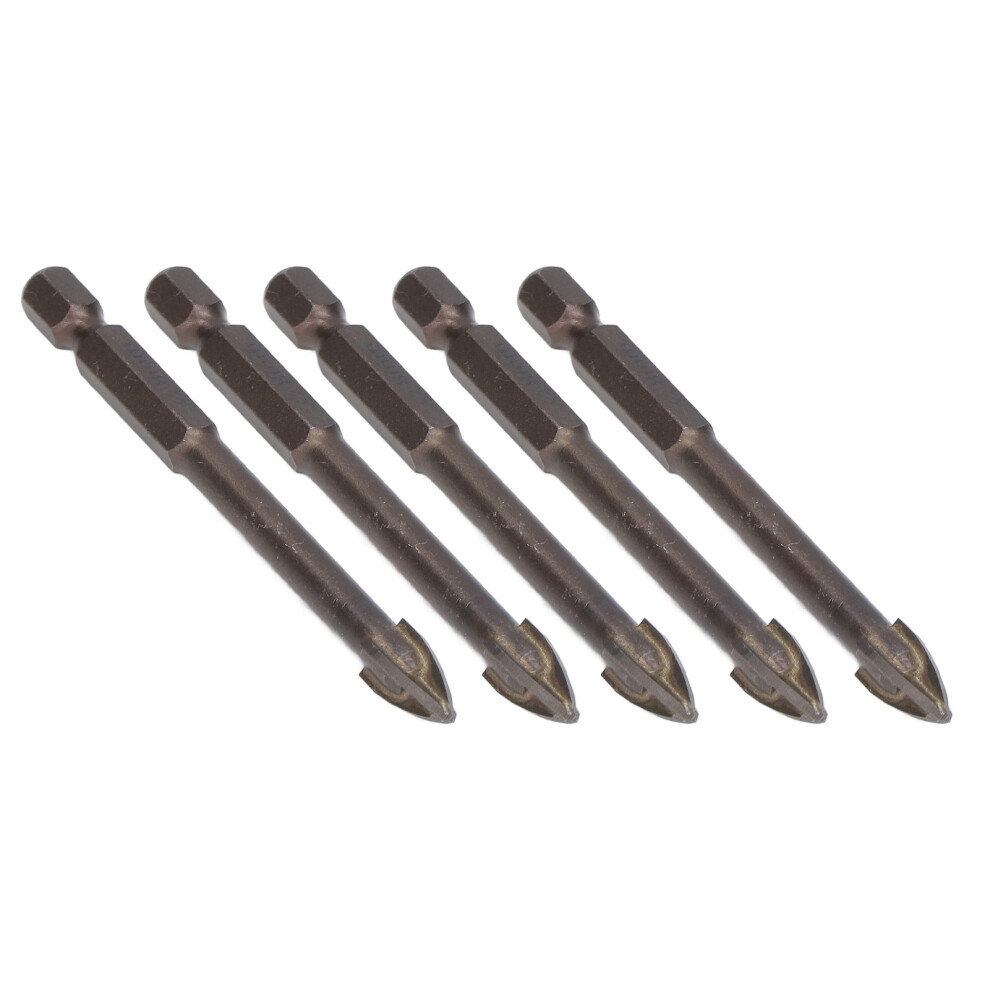 5Pcs Cross Drill Bits 1/4In Hex Shank For Glass Concrete Tile, 8Mm 5021376301749