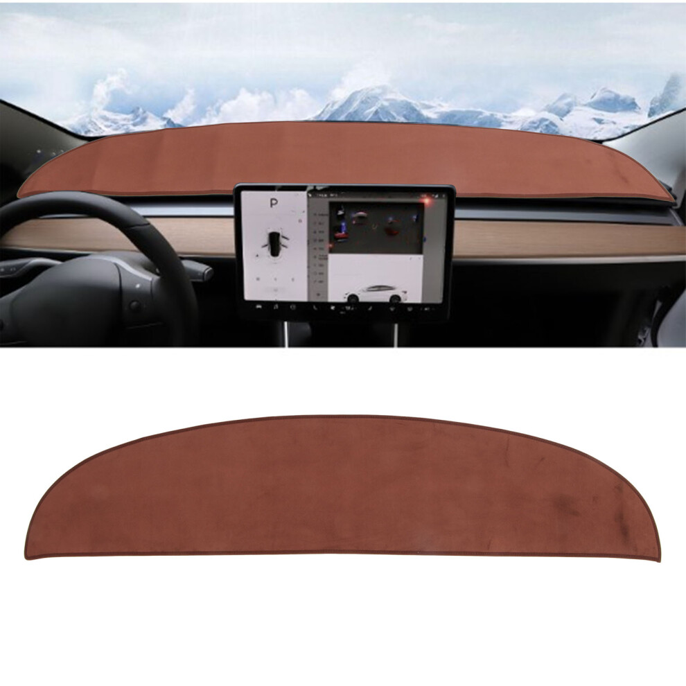 Dashboard Cover For Tesla Model 3/Y 2017-2023, Flannel Brown 5091376302886