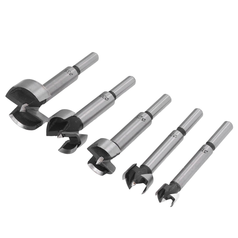 5Pcs Forstner Drill Bits 15Mm-35Mm Round Shank Hole Drilling Set For Timberwork 8491376304113