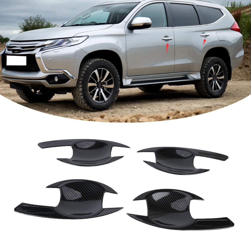 4Pcs Carbon Fiber Style Door Handle Bowl Cover For Pajero Sport 2019-2021 4671377246801