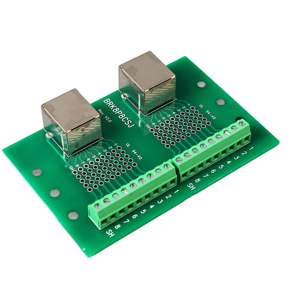 Dual Rj45 Ethernet Breakout Board With Copper Terminals & Din Mount 9421376307233