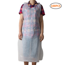 Delantales desechables de plástico con tiras ajustables para adultos, resistentes al desgarro, fabricados en material PE ligero, fáciles de poner y