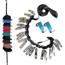Wandmontierter Huthalter für den Kleiderschrank im Schlafzimmer, verstellbare Hutclips, Hutorganizer mit 20 Clips für verschiedene Hutarten, robust