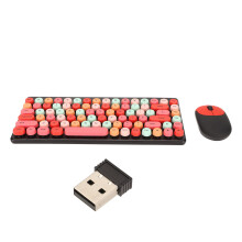Kabelloses Tastatur- und Maus-Set, 2,4-GHz-Funkverbindung im Retro-Schreibmaschinen-Design, runde Tastenkappen, geräuschreduzierende Tasten in