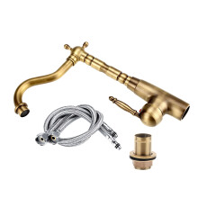 Retro Faucet for Kitchen Bathroom Sink, Solid Brass Construction Single Handle Faucet with Ceramic Valve Core, 360 Rotating Vintage Sink Mixer Tap,
