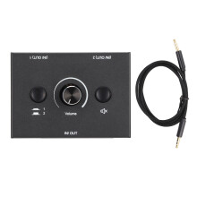Selettore AB per apparecchiature audio da 3,5 mm, switcher bidirezionale 2 ingressi 1 uscita o 1 ingresso 2 uscite con funzione mute a un tasto, plug