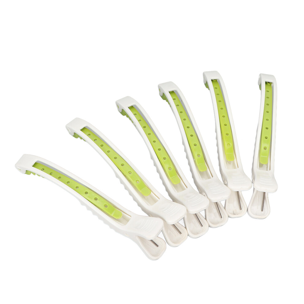 White/Green 6Pcs Hair Styling Clips Abs Professional Salon & Makeup Hair Cutting Pins ( Green)