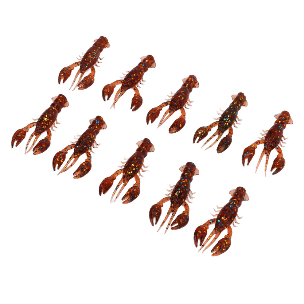 Dark Brown Crawfish Soft Lures: 10pcs for Bass and Perch Fishing