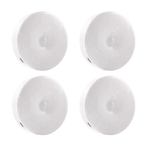 4 Pack Motion Sensor LED Night Light,USB Rechargeable Wall Decoration Bedroom Night Lamp Warm White 1