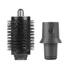 Grote Ronde Volumeborstel voor Airwrap Föhn Multi-Styler met Adapter voor Krultang, Zilvergrijs