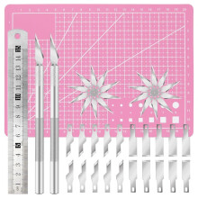 44 Pcs Knife Set and Cutting Mat(A5), Precision Carving Hobby Knife Set for Art Cutting,Model Making