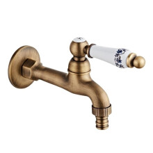 Wall Mounted Faucet Antique Brass Basin Kitchen Tap, 1/2Inch Connections, Durable, Washing Machine Compatible