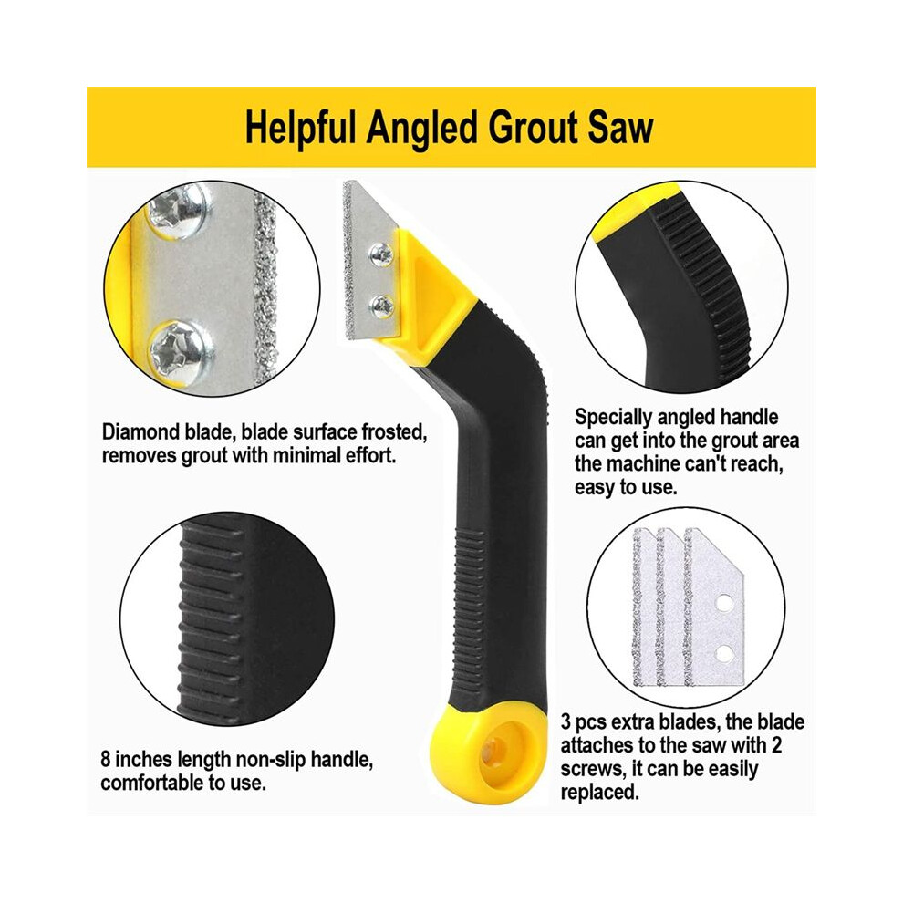 14Pcs Grout Removal Tool, Caulking Removal Tools Tile Grout Saw And Grout Hand Saw With 3 Pieces Extra Blades 6034256816843