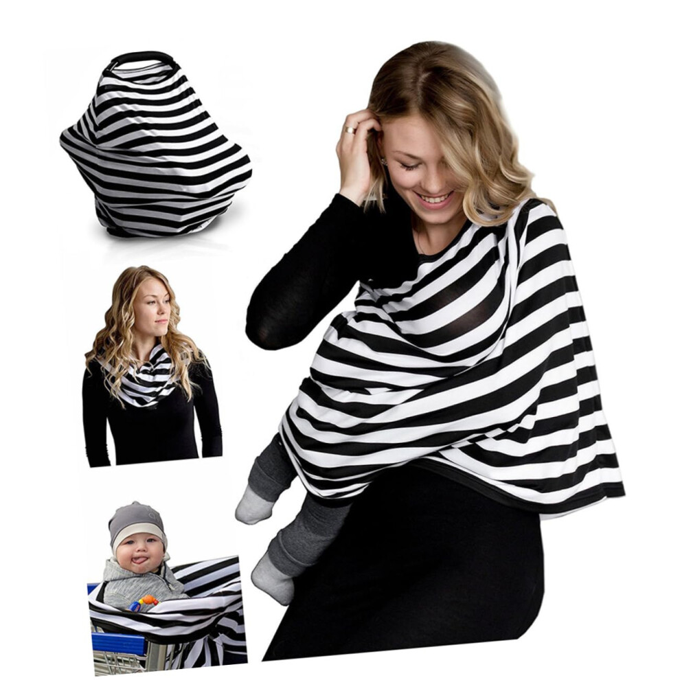 Nursing Scarf Breastfeeding Cover, Soft Cotton Striped Shawl For Privacy And Comfort, Stroller/Car Seat Cover, One Size