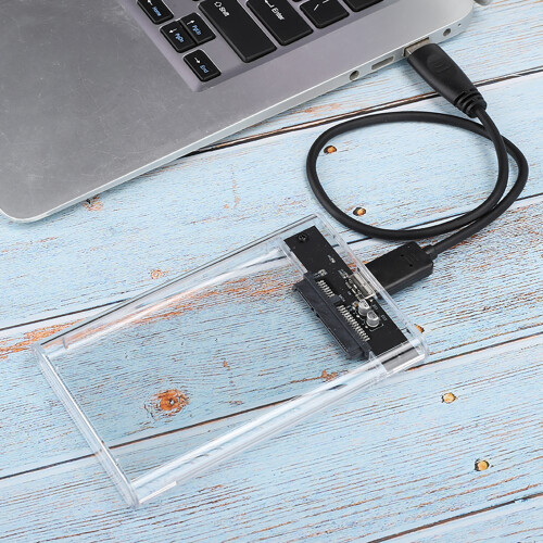 Hårddisklåda för 2,5-tums SATA-enhet, USB 3.0, genomskinlig hårddisklåda med transparent plastdesign, stöder snabb dataöverföring 2