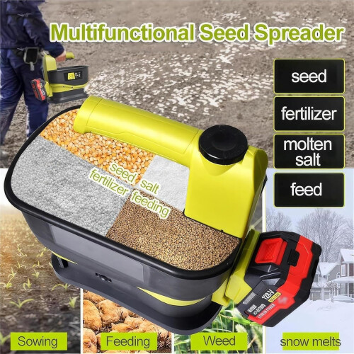 Cordless Seed Spreader with 5.5L Hopper, 140 Adjustable Width, Electric Fertilizer Lawn Tool 2