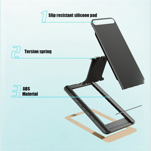 Universal Tablet Stand Foldable Storage Sticky Tablet Bracket for Desktop E-Reader Bracket Tablet Holder Dark Grey 2