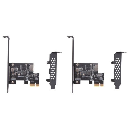 2X PCI-E 1X to USB 3.2 GEN1 5Gbps Type-E A-Key Expansion Card,Front Panel Type-C Interface for Desktop PC(ASM1042A)