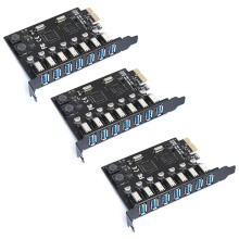3X Adattatore PCI Express USB 3.0 PCI e un 7 Porte Scheda Adattatore di Espansione USB 3 Convertitore Controller USB3 PCIe PCI-e X1 (VIA)