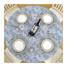 Round Picnic Tablecloth Flannel Backing, Waterproof, Wipeable Vinyl, Fitted Elastic Edge, 114140 cm, Fits Round Tables