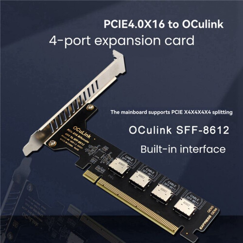 2X PCI-E X16 Split 4  Oculink Expansion Card SFF8611&8612 NVME PCIe Solid State Drive Adapter 2