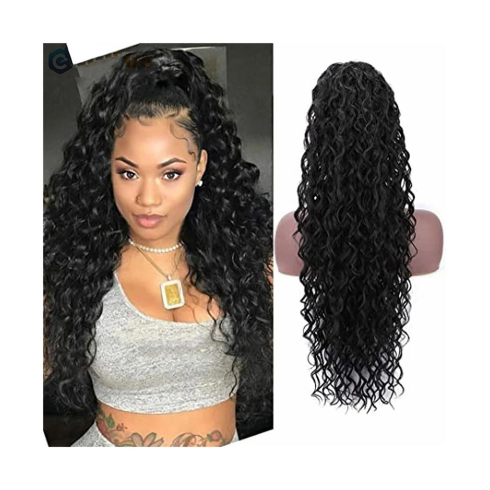 Unisex Ponytail Extension Kinky Curly Afro Hairpiece For Women Real Human Hair Drawstring Ponytail 14Inch Natural Color