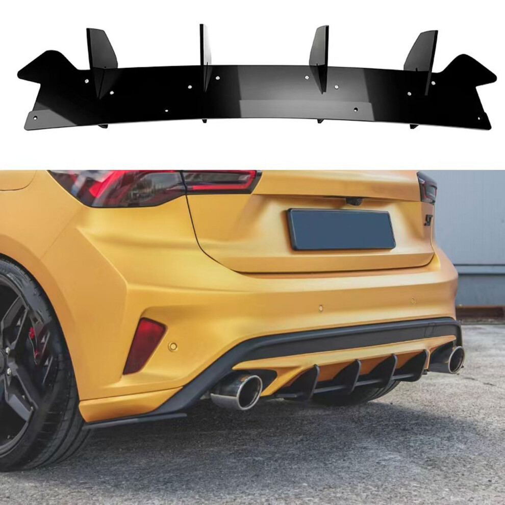 Rear Diffuser Abs Shark Fin Spoiler For Stability For 20182021 Ford Focus St Mk4 Black 9382693368027