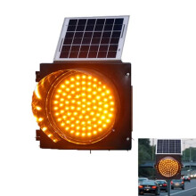 Solar Powered LED Traffic Signal 400mm/12in with Flashing Alert for Intersection Safety, Curves, and Bridges, One Color