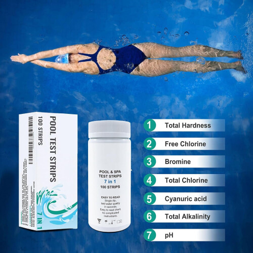 Pool Test Strips 6in1 Water Testing Kit for Chlorine pH Alkalinity Hot Tub Spa 100 Pack 2