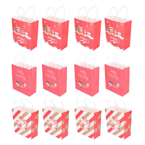 Sacolas de Natal em papel kraft ecológicas de alta qualidade, com alça grossa e resistente, base reforçada e material de primeira linha. Ideal