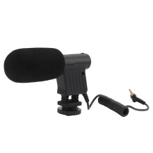 Microfone para câmeras DSLR e filmadoras, microfone condensador portátil e leve com protetor de vento para filtragem de som, capacitor de alta