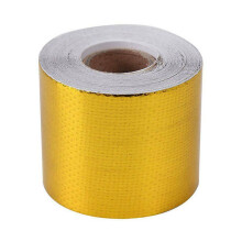 Glassfiber Heat Shield, Reflective Tape Wrap Roll with Fire Prevention Properties for Automotive Use, Gold Foil High Viscosity Adhesive Backed Heat