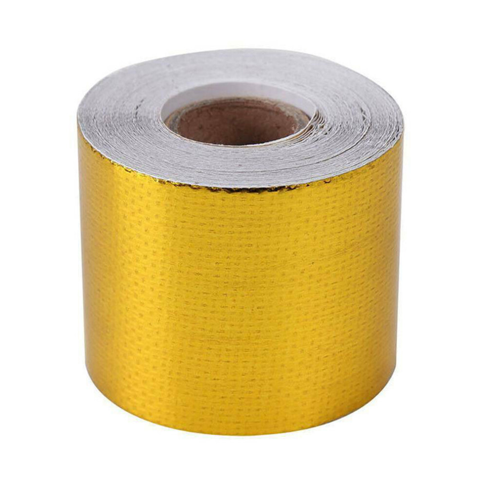 Glassfiber Heat Shield, Reflective Tape Wrap Roll With Fire Prevention Properties For Automotive Use, Foil High Viscosity Adhesive Backed Heat Gold 9009791521368