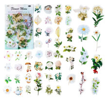 100 Blumen-Scrapbooking-Sticker, transparente Deko-Sticker mit natürlichen Blumen und Pflanzen, Deko-Sticker mit Vintage-Pflanzenmotiven für