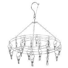 Stendibiancheria multifunzione, design antiruggine non magnetico con 20 ganci a clip, gancio girevole antivento per calze, reggiseni, asciugamani,