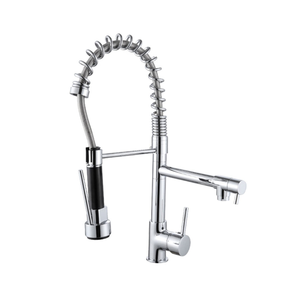 Brass Kitchen Faucet With Pulldown Sprayer, 360 Degree Rotation, Hot Cold Dual Control, Arc, Durable Brass Finish 9187378478905