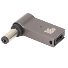 Laptop-Netzadapter 100W USB-C weiblich auf DC, Aluminiumlegierung, Kniewinkel, 5,5x2,1mm